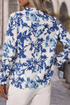Floral Print Notched Neck Long Sleeve Woven Blouse