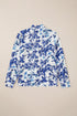 Floral Print Notched Neck Long Sleeve Woven Blouse