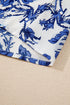 Floral Print Notched Neck Long Sleeve Woven Blouse