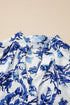 Floral Print Notched Neck Long Sleeve Woven Blouse