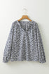 Floral Print Notched Neck Puff Sleeve Cotton Blouse