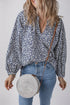 Floral Print Notched Neck Puff Sleeve Cotton Blouse