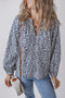 Floral Print Notched Neck Puff Sleeve Cotton Blouse