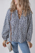 Floral Print Notched Neck Puff Sleeve Cotton Blouse