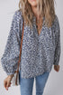 Floral Print Notched Neck Puff Sleeve Cotton Blouse