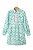 Floral Print Notched Neck Scalloped Trim Long Sleeve Mini Dress