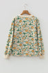 Floral Print Notched Neckline Button Detail Top