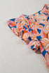 Floral Print Notched V Neck Ruffle Sleeve Woven Blouse