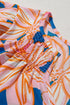 Floral Print Notched V Neck Ruffle Sleeve Woven Blouse