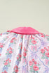Floral Print Patchwork Collared Ruffled Half Sleeve Shirt