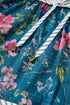 Floral Print Patchwork Contrast Trim Puff Sleeve Cotton Blouse