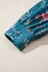 Floral Print Patchwork Contrast Trim Puff Sleeve Cotton Blouse