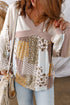 Floral Print Patchwork Mixed Media Long Sleeve Top