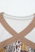 Floral Print Patchwork Mixed Media Long Sleeve Top