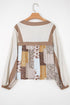 Floral Print Patchwork Mixed Media Long Sleeve Top