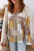 Floral Print Patchwork Mixed Media Long Sleeve Top