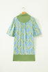 Floral Print Patchwork Panel Shirt Collar Mini Dress