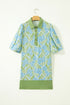 Floral Print Patchwork Panel Shirt Collar Mini Dress