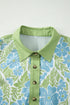 Floral Print Patchwork Panel Shirt Collar Mini Dress