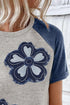 Floral Print Patchwork Raglan Sleeve T Shirt