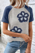 Floral Print Patchwork Raglan Sleeve T Shirt