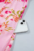 Floral Print Patchwork Striped Trim Half Sleeve Mini Dress