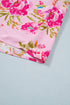 Floral Print Patchwork Striped Trim Half Sleeve Mini Dress