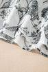 Floral Print Piping Trim Notched Neck Ruffle Sleeve Maxi Dress