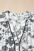 Floral Print Piping Trim Notched Neck Ruffle Sleeve Maxi Dress
