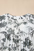 Floral Print Piping Trim Notched Neck Ruffle Sleeve Maxi Dress