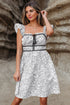 Floral Print Pipping Trim Flutter Sleeve Mini Dress