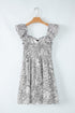 Floral Print Pipping Trim Flutter Sleeve Mini Dress