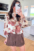 Floral Print Poet Sleeve Button Down Woven Shirt