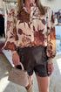 Floral Print Poet Sleeve Button Down Woven Shirt