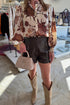 Floral Print Poet Sleeve Button Down Woven Shirt
