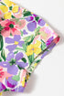 Floral Print Puff Short Sleeve Crew Neck Woven Blouse
