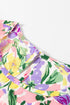 Floral Print Puff Short Sleeve Crew Neck Woven Blouse