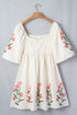 Floral Print Puff Sleeve A Line Babydoll Mini Dress