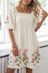 Floral Print Puff Sleeve A Line Babydoll Mini Dress