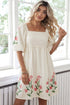 Floral Print Puff Sleeve A Line Babydoll Mini Dress