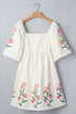 Floral Print Puff Sleeve A Line Babydoll Mini Dress