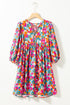 Floral Print Puff Sleeve Babydoll Mini Dress