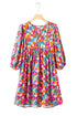Floral Print Puff Sleeve Babydoll Mini Dress