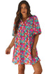 Floral Print Puff Sleeve Babydoll Mini Dress