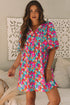 Floral Print Puff Sleeve Babydoll Mini Dress