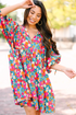 Floral Print Puff Sleeve Babydoll Mini Dress