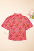 Floral Print Puff Sleeve Button Down Collared Shirt