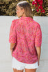 Floral Print Puff Sleeve Button Down Collared Shirt