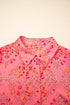 Floral Print Puff Sleeve Button Down Collared Shirt