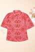 Floral Print Puff Sleeve Button Down Collared Shirt